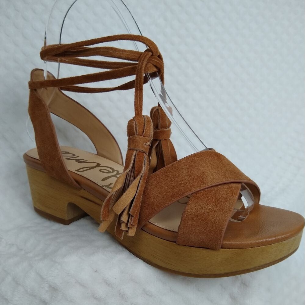 Sam Edelman Jenna Wood Platform Clog Sandal, Size 5 Brown Suede Leather Like NEW